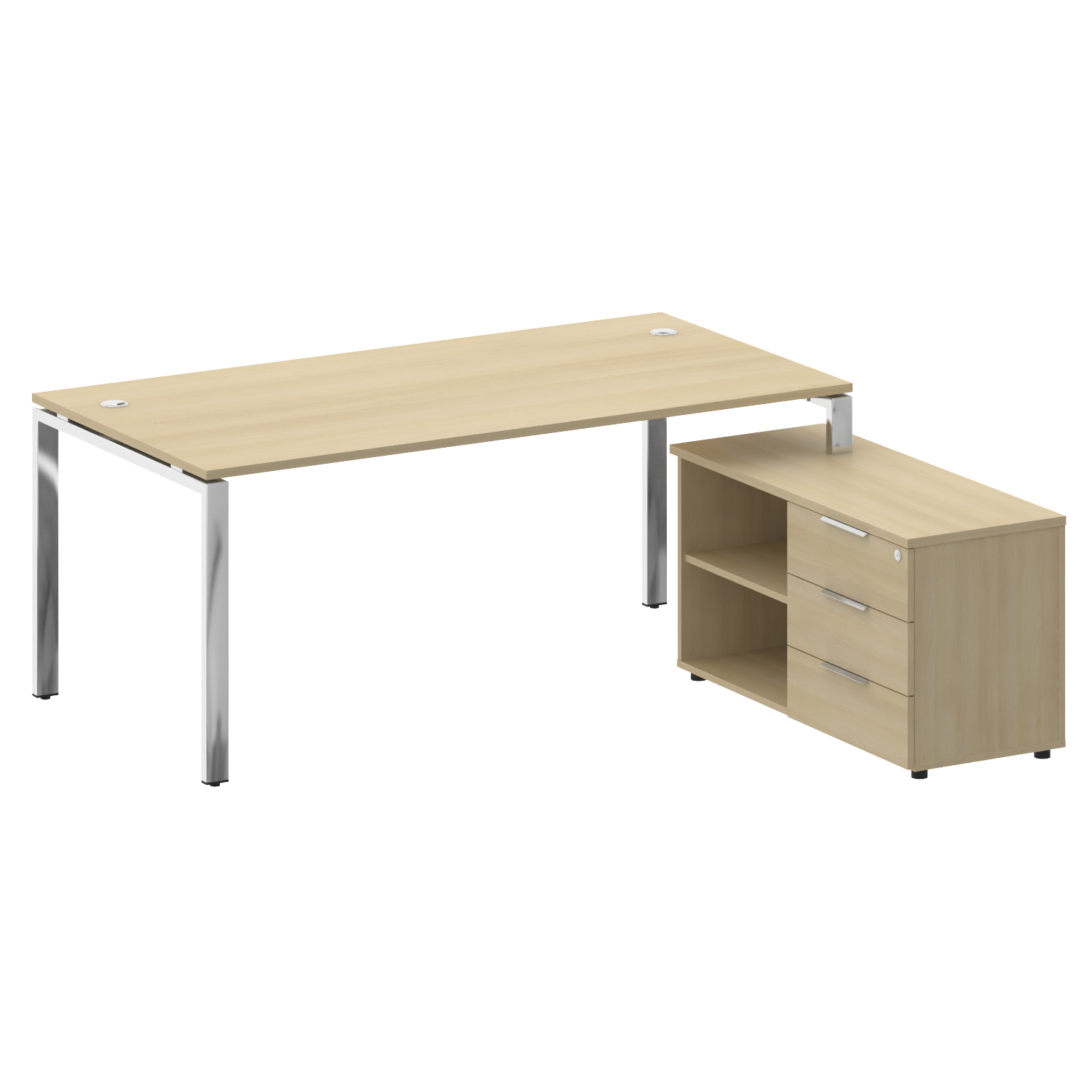 Metal System Direct Стол руковододителя с тумбой левый БГ.СРТ-5.9 (R) Акация/Нерж. сталь 1900*1720*7 в интернет-магазине офисной мебели Фронда Офис