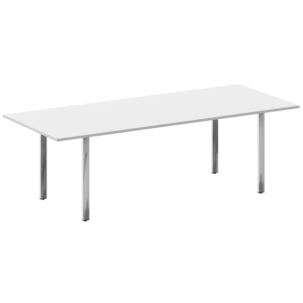 Metal System Direct Стол переговорный на П-обр. м/к БП.ПРГ-240 Белый/Нерж. сталь 2400*1000*75 в интернет-магазине офисной мебели Фронда Офис
