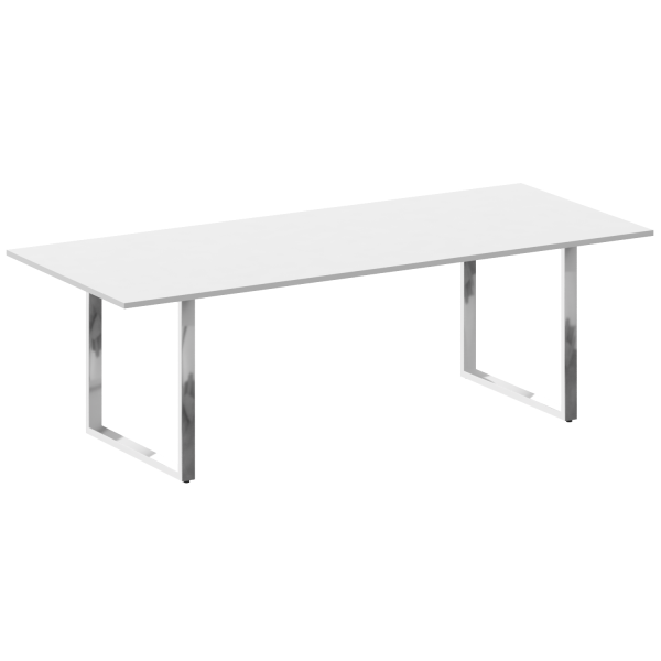 Metal System Direct Стол переговорный на О-обр. м/к БО.ПРГ-240 Белый/Нерж. сталь 2400*1000*75 в интернет-магазине офисной мебели Фронда Офис